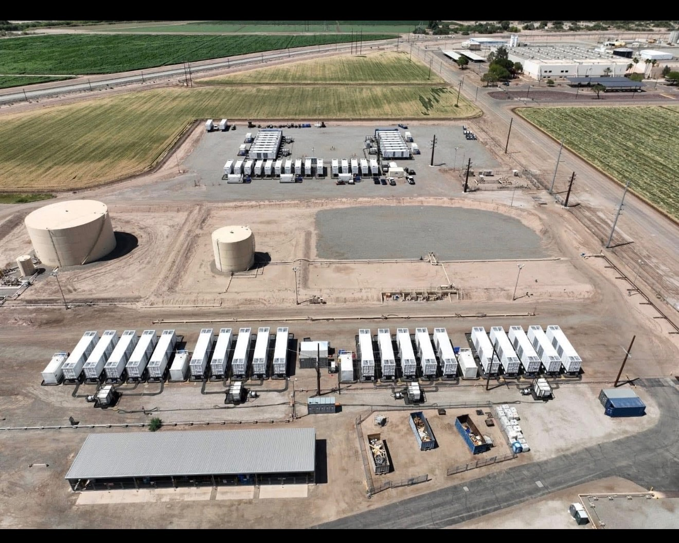 Aerial view of a completed peak-shaving power site